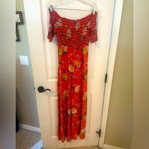 FARM RIO FOR ANTHROPOLOGIE | Paraiso Orange Floral Jumpsuit Women’s Size medium